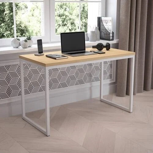 Olympus 1.2M Office Desk Workstation – Oak Finish with Metal Frame