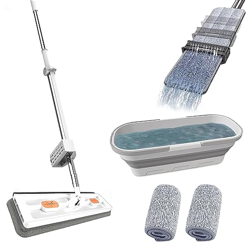 Self‑Wringing Flat Mop with Foldable Bucket – Hand Wash Free