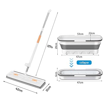 Self‑Wringing Flat Mop with Foldable Bucket – Hand Wash Free