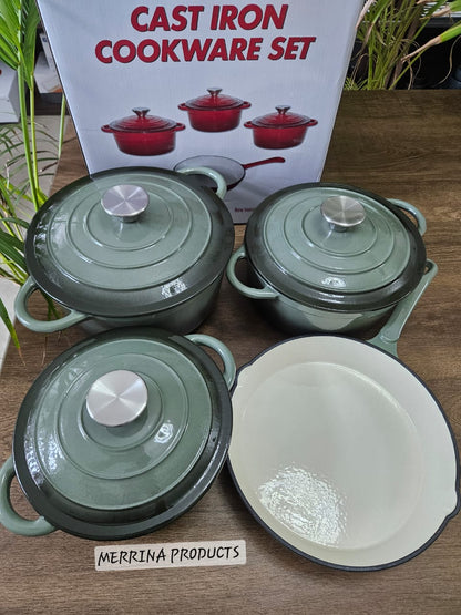 7-Piece Enamel Cast Iron Cookware Set