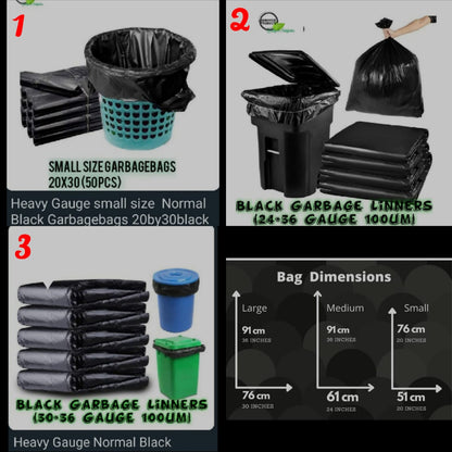 Heavy Duty Black Garbage Bags – 50 Pack Large Trash Bags for Home & Workshop