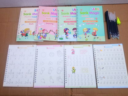 Sank Magic Practice Copybook Set (4 Books + 10 Refills + 1 Pen + 1 Grip)