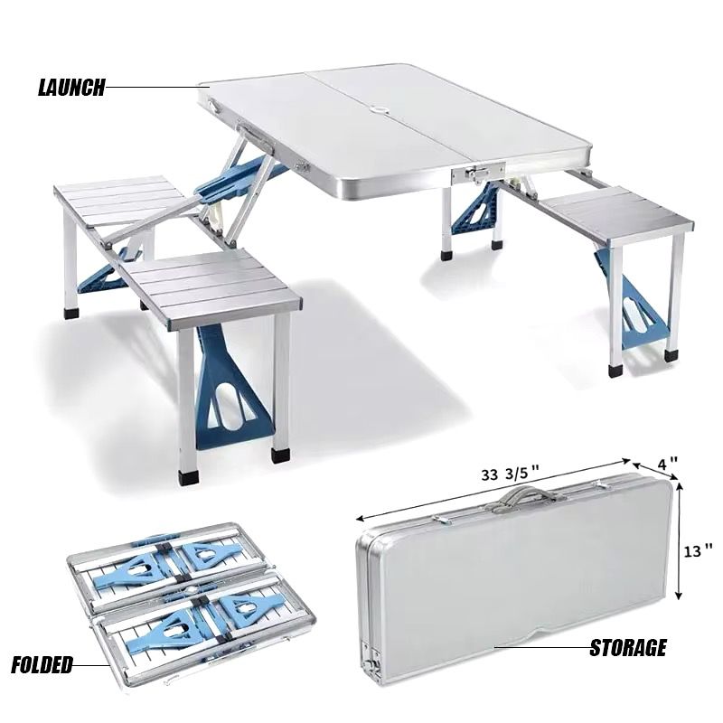 Portable Folding Camping Table & Chair Set – 4 Seats Aluminum Alloy