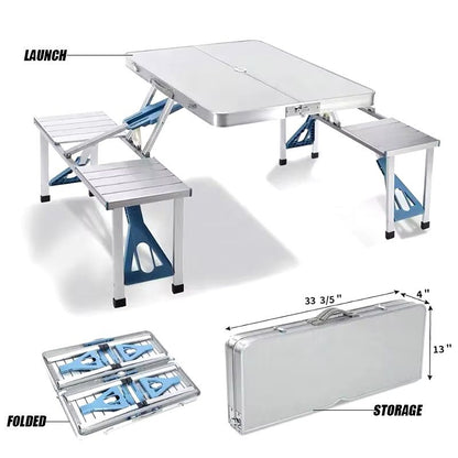 Portable Folding Camping Table & Chair Set – 4 Seats Aluminum Alloy