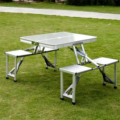 Portable Folding Camping Table & Chair Set – 4 Seats Aluminum Alloy