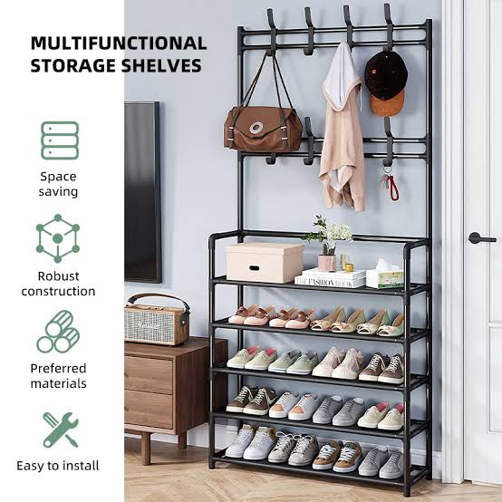 5‑Layer Multifunctional Shoe & Heart Rack (80×29.5×172 cm)