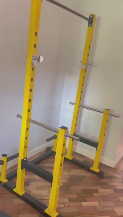 Yellow Power Rack – Heavy-Duty Home Gym Cage